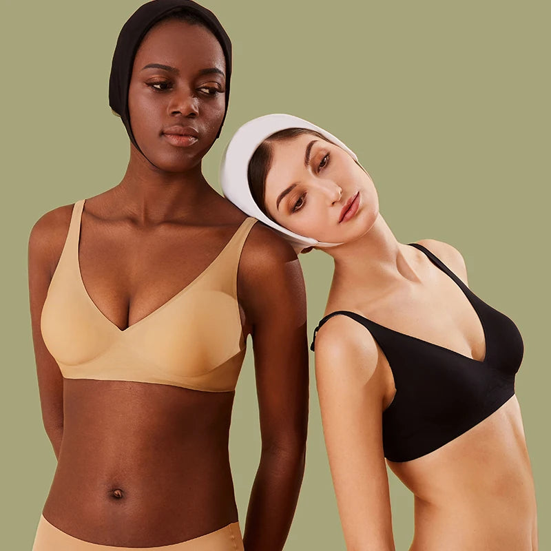Women Latex Bra Seamless Underwear Sexy Brassieres Woman's Wireless Bras Soft Female Intimates Lingerie Plus Size Bralette S-XL - Tasawoq