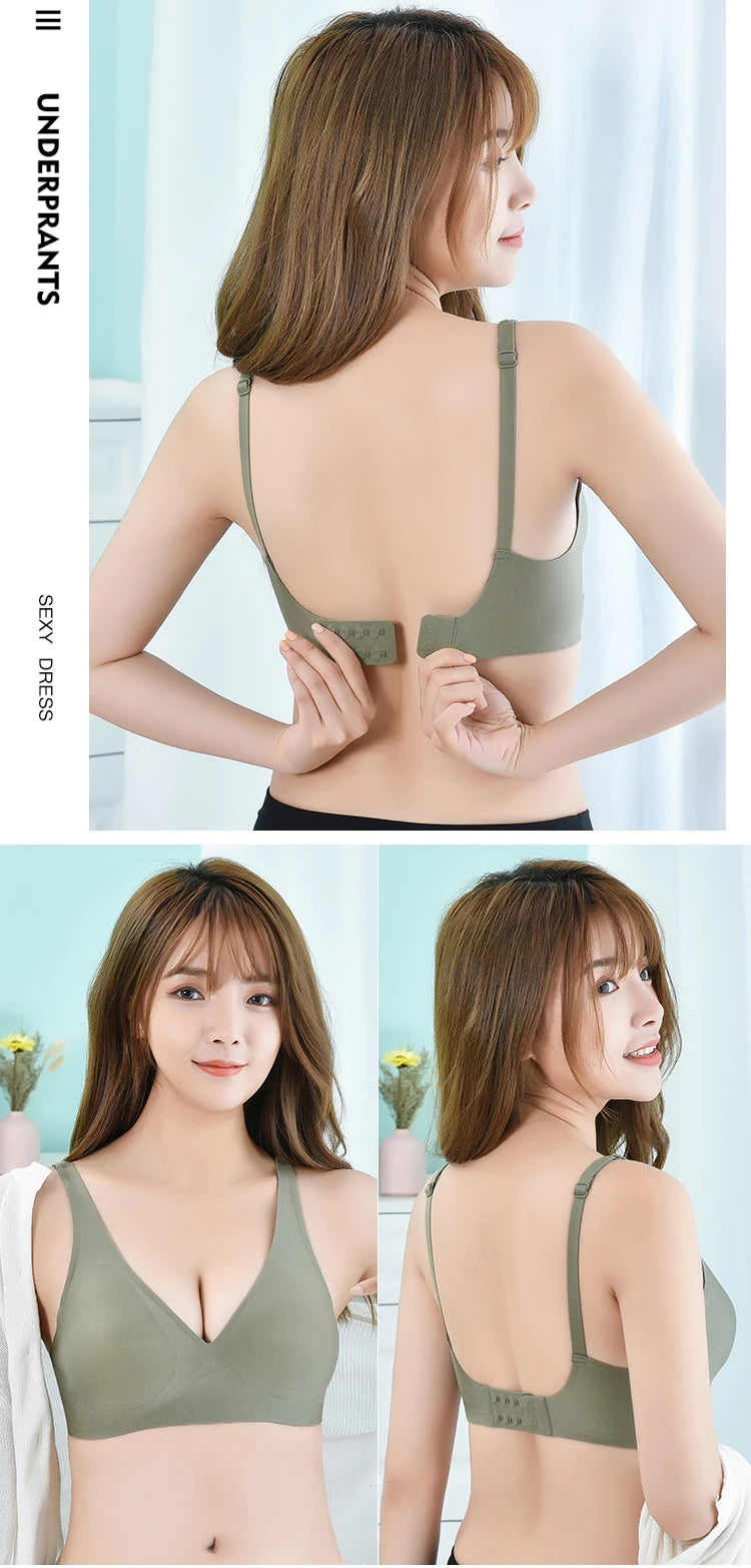Women Latex Bra Seamless Underwear Sexy Brassieres Woman's Wireless Bras Soft Female Intimates Lingerie Plus Size Bralette S-XL - Tasawoq
