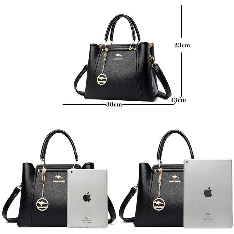 Luxury Handbags Women Bags Designer 3 Layers Soft Leather Shoulder Crossbody Sac Ladies Large Capacity Shopping Messenger Tote - Tasawoq