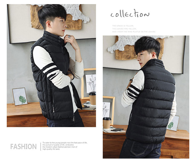 Men Vest Windproof Vest Men Jacket Sleeveless Vest Winter Jacket Casual Coat Men down Cotton Warm Thicken Waistcoat thick gilet - Tasawoq