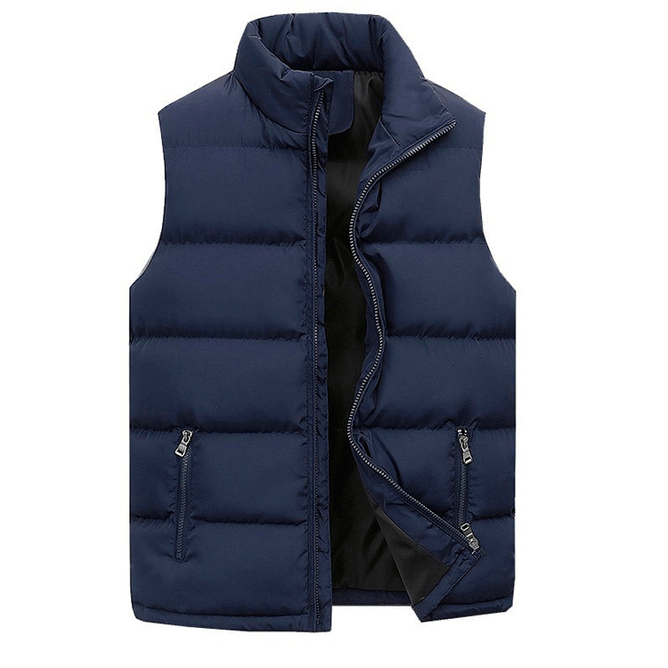 Mens Vest Jacket Warm Sleeveless Jackets Winter Waterproof Zipper Coat Autumn Stand-up Collar Casual Waistcoat Brand Clothing - Tasawoq