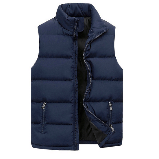 Mens Vest Jacket Warm Sleeveless Jackets Winter Waterproof Zipper Coat Autumn Stand-up Collar Casual Waistcoat Brand Clothing - Tasawoq