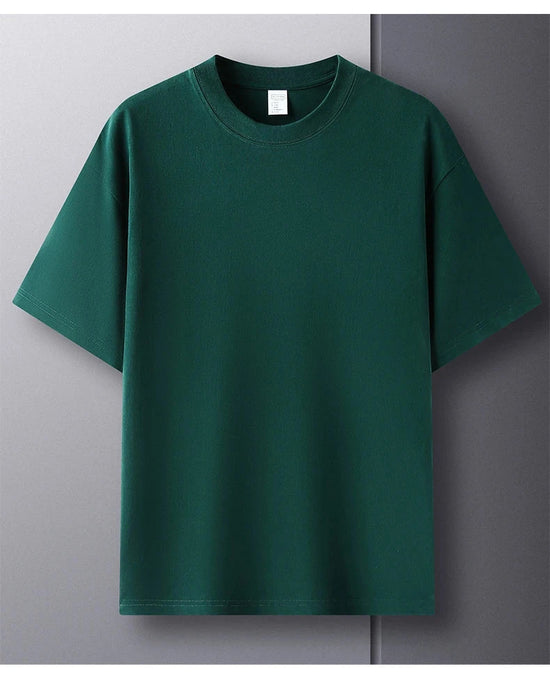 100% pure cotton summer high-end brand men's short sleeve round neck fashionable style half sleeved top breathable T-shirt - Tasawoq