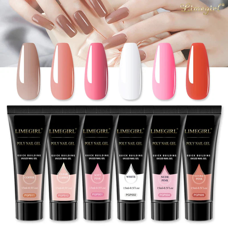 Nail Art Limegirl Kit Poly Nail Gel Extending Soaking Gel Kit Nail Art Acrylic Gel Varnish Kit For Novices Semi Permanent Gel So - Tasawoq