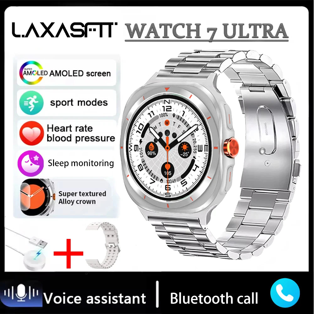 LAXASFIT Watch 7 Ultra Smartwatch Bluetooth Talk HD AMOLED Screen Fitness Tracker Health Monitoring Smartwatch for Android IOS - Tasawoq