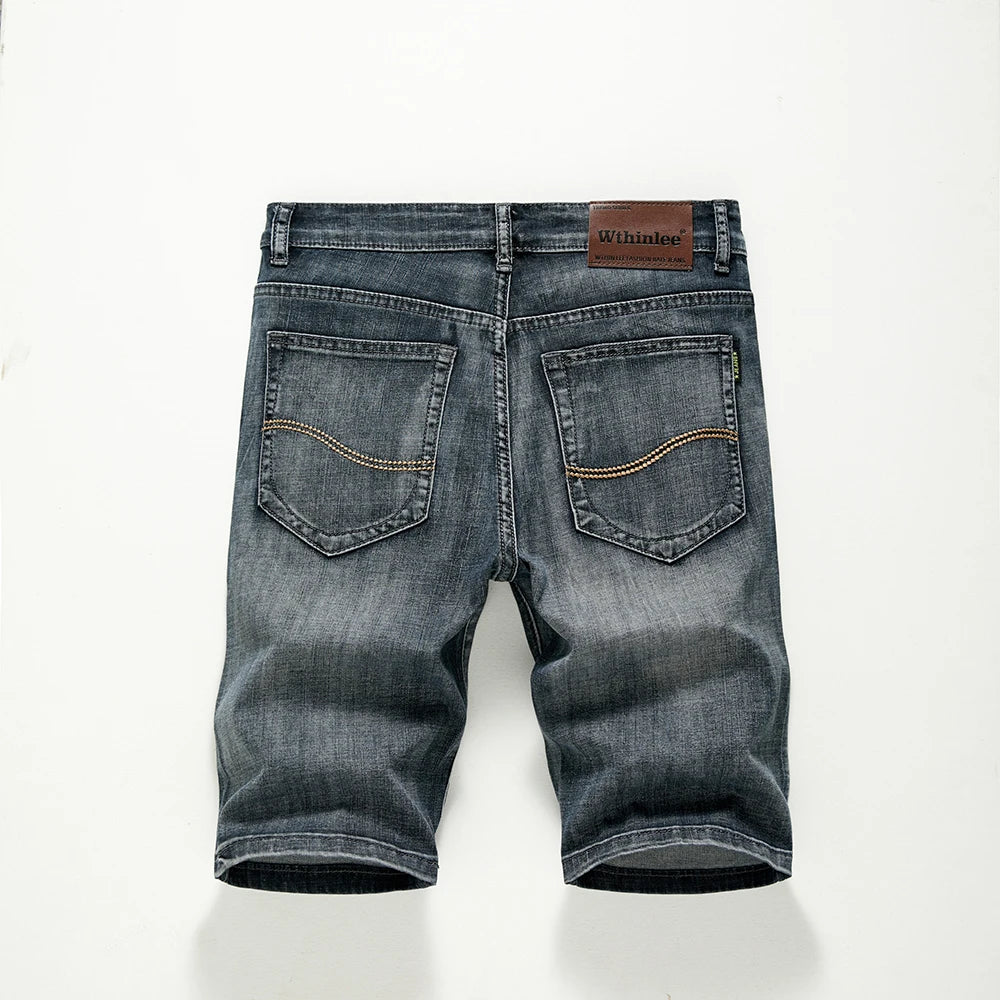 Summer Shorts Jeans Men Denim Pants Stretch Dark Blue Fashion Design Men's Jeans Slim Straight Male Short Jeans Hombre - Tasawoq