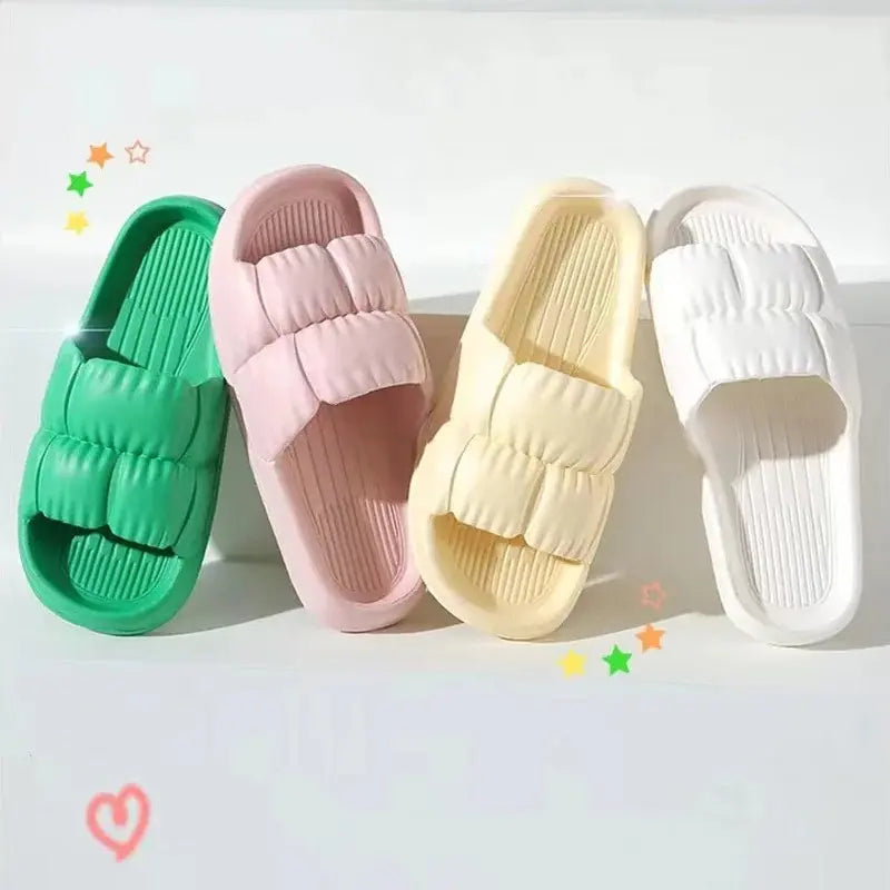 Soft Bottom Slippers for Women Home Bathroom Home Bath Non-slip Couple Summer Sandals for Men Summer Wear Comfortable - Tasawoq