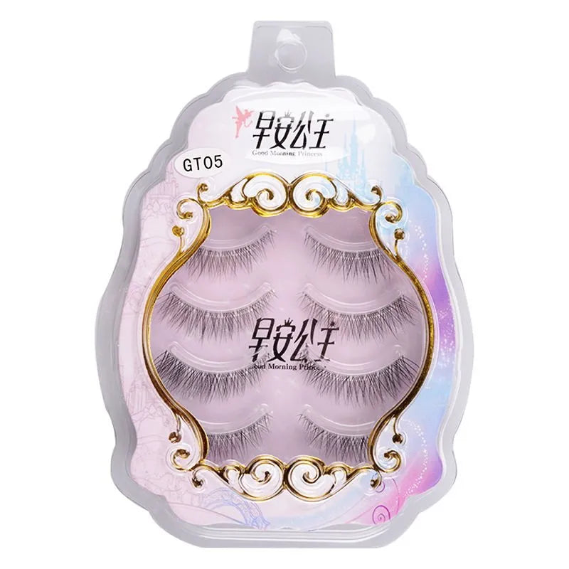 4pairs Natural False Eyelashes Thin Band Hand Made Short Lighter Eyelash Cosplay Korean Fashion Wispy Extension Makeup Tools - Tasawoq