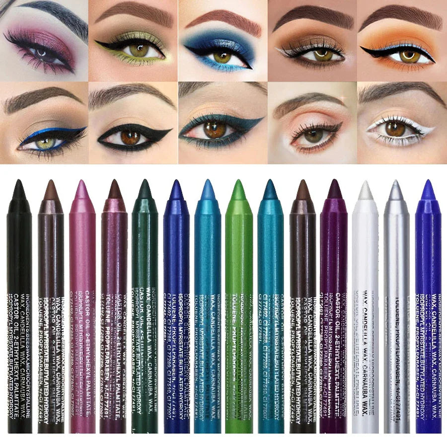 14-Color Colourful Eyeliner Pen, High Pigmented Pearly Shimmer Metallic Smokey Punk Gothic Style Eyeliner, Long Lasting Waterpro - Tasawoq