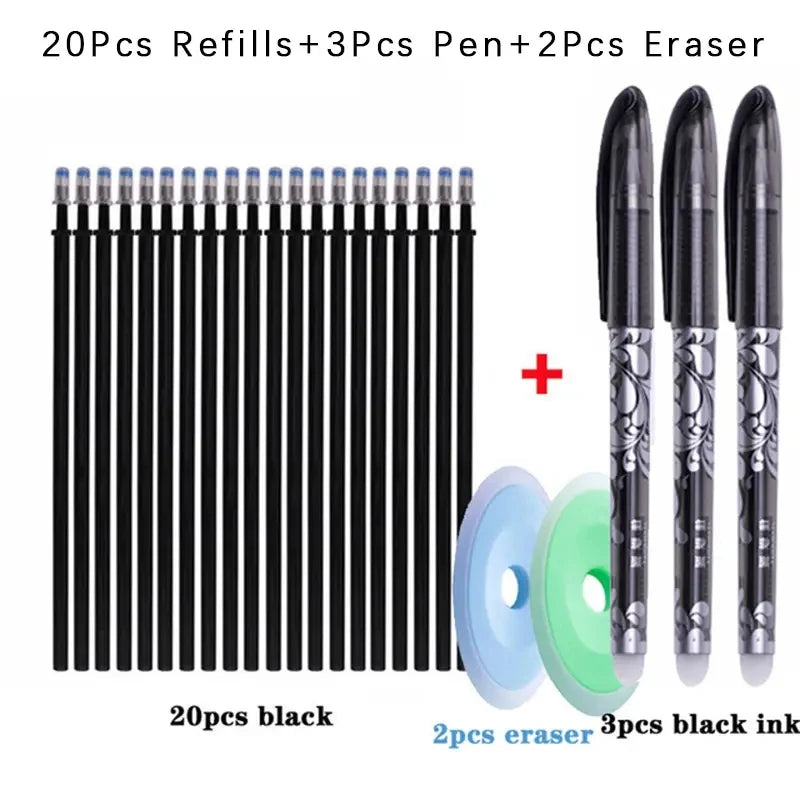 0.5mm Erasable Gel Pen Set 6 Colors Ink Writing Gel Pens Refills Rods Washable Handle for School Office Stationery Supplies
