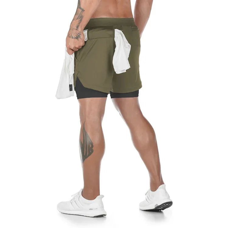 Camo Running Shorts Men Gym Sports Shorts 2 In 1 Quick Dry Workout Training Gym Fitness Jogging Short Pants Summer Men Shorts - Tasawoq