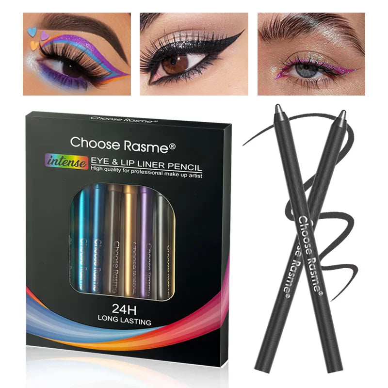 12 Colors Set Glitter & Shimmer Eyeliner Stick Pack - Long-Wearing Blue Tone Eyeliner Pencil with Smooth Application - Versatile - Tasawoq
