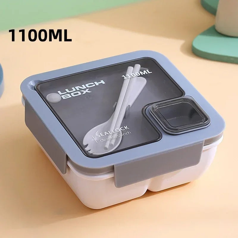 850ml/1100ml Portable Lunch Box Microwave Bento Boxes with Tableware for Kids School Office Leakproof Food Storage Container