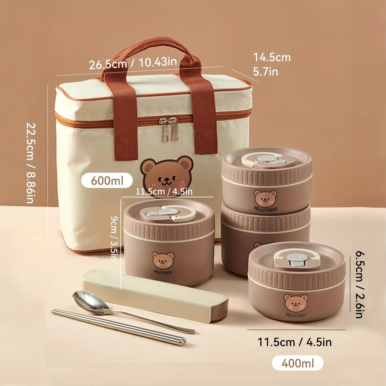 WORTHBUY Cute Bear 304 Stainless Steel Thermal Lunch Box For Kids Adults Portable Microwave Bento Box Leak Proof Food Container