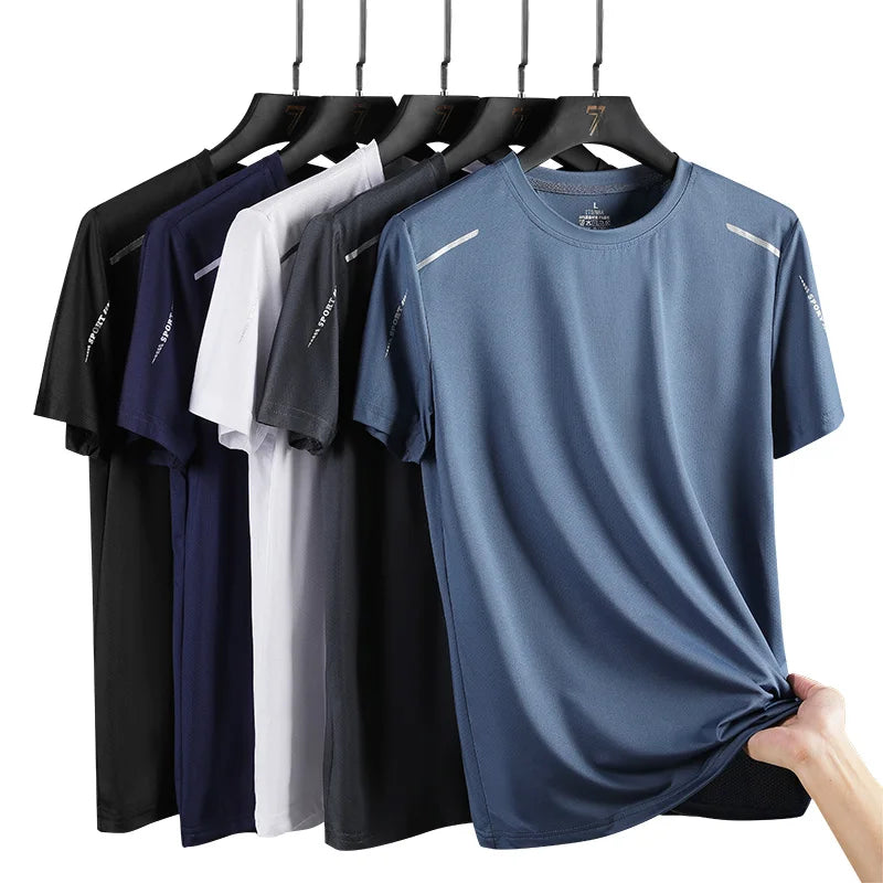 CHRLCK Men's Running Quick Drying T-shirts Breathable Hiking Fishing Tees Soft Elasticity Outdoor Sports Short Shirt Summer - Tasawoq