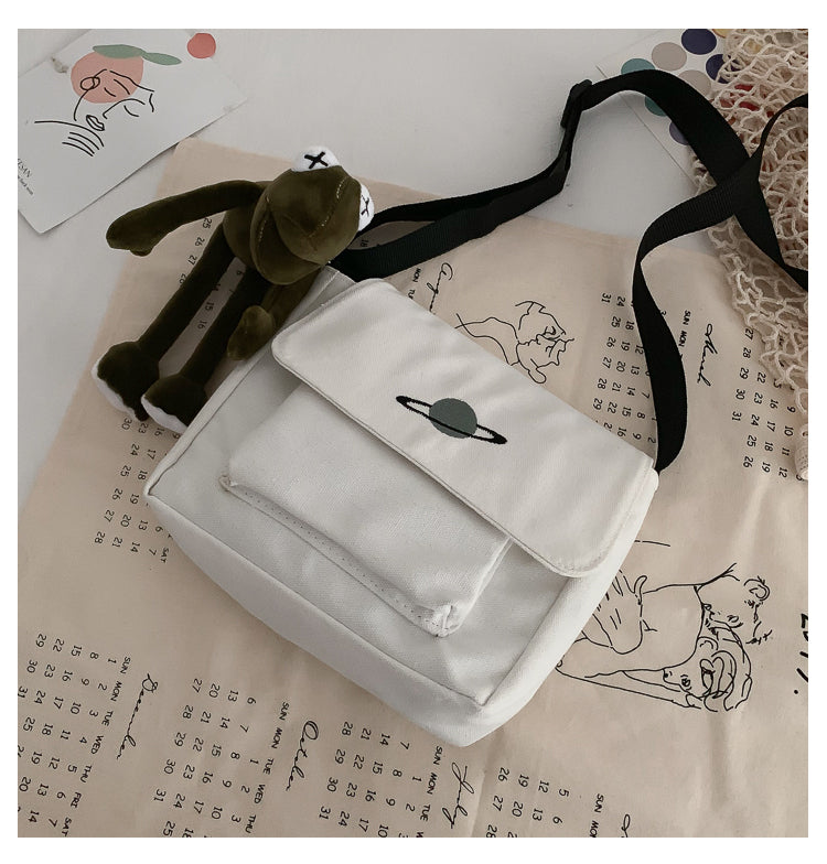 Casual Collage Student Messenger Bag Women Small Bag Canvas Shoulder Bag For Women Print Crossbody Bags Bolsas Sac - Tasawoq