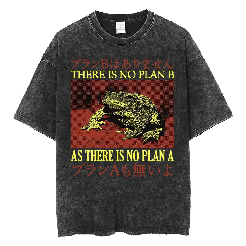 The Horrors Are Never Ending Yet I Remain Silly T-shirt Funny Japanese Style Frog Retro Washed T Shirt Men's Oversized Tees Tops - Tasawoq