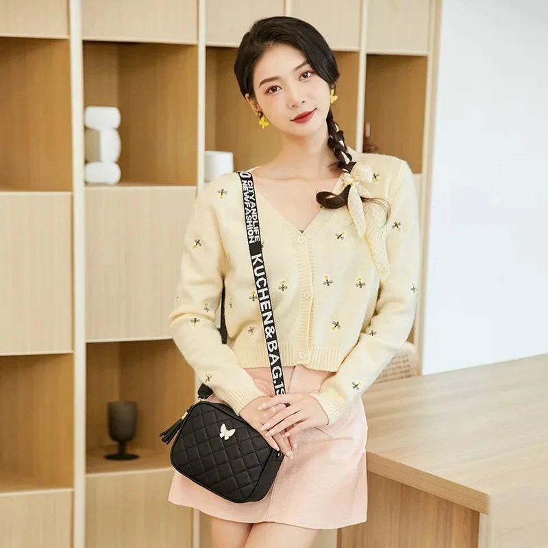 Fashion Hit Color Shoulder Bags for Women Female PU Leather Crossbody Messenger Bags Small Handbag Wide Strap Purse - Tasawoq