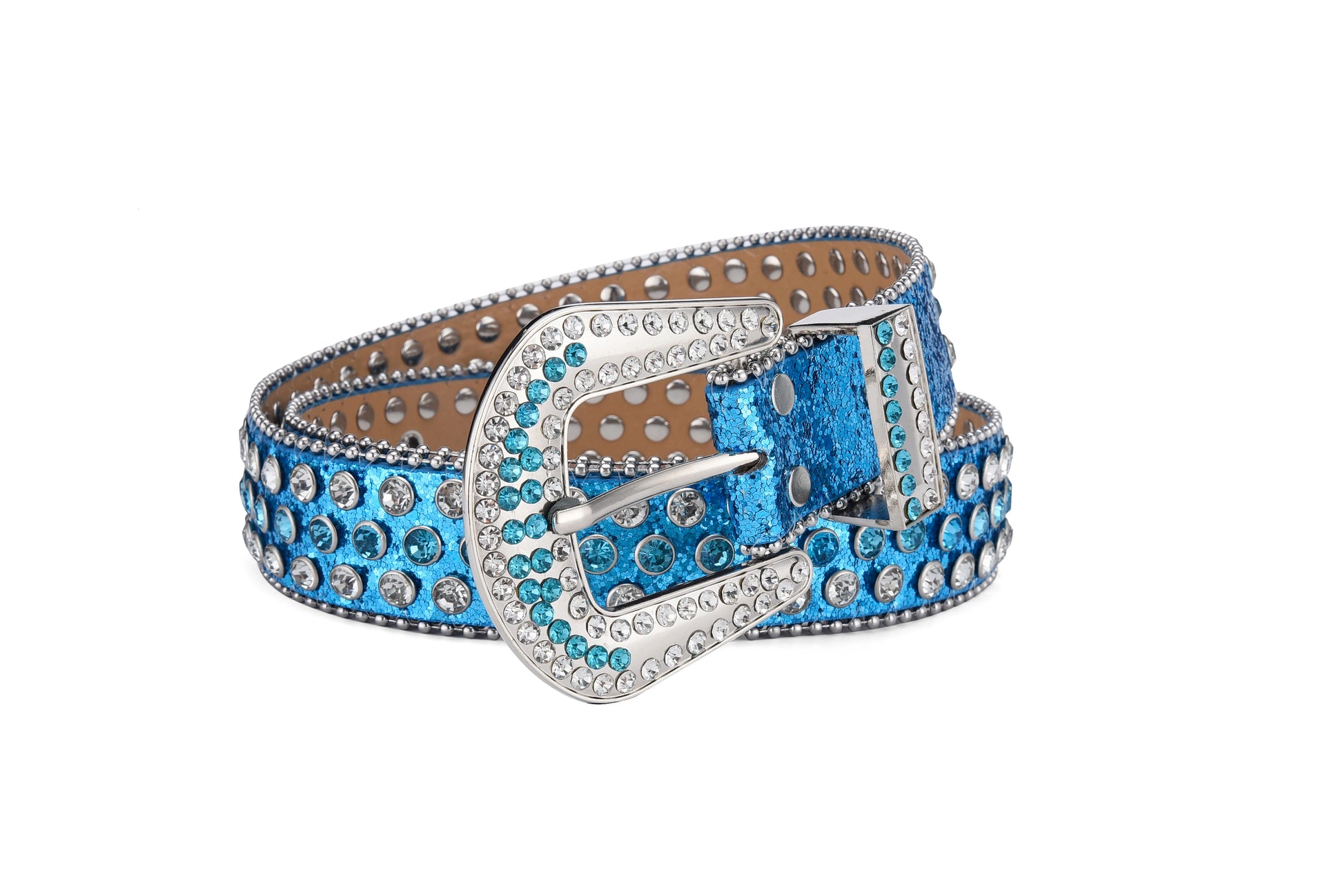 Men's Jeans Rhinestone Large Size Belt Women's Belt Western Denim Shiny Rivet Design Leather HipHop Punk Rock Y2K Style Belt - Tasawoq