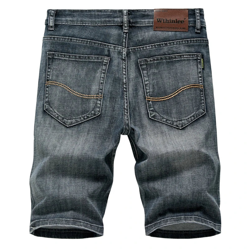 Summer Shorts Jeans Men Denim Pants Stretch Dark Blue Fashion Design Men's Jeans Slim Straight Male Short Jeans Hombre - Tasawoq