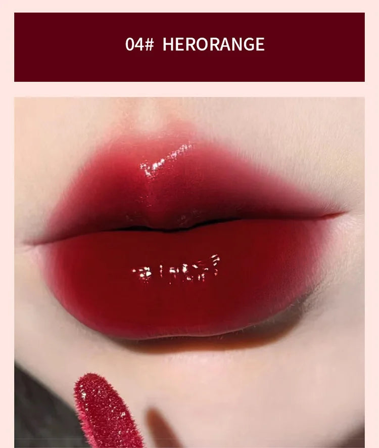 Lightly Glass Water Gloss Herorange Lip Glaze Mirror Moisturizing Plump Lips Not Easy To Stick To The Cup Long-Lasting Makeup - Tasawoq