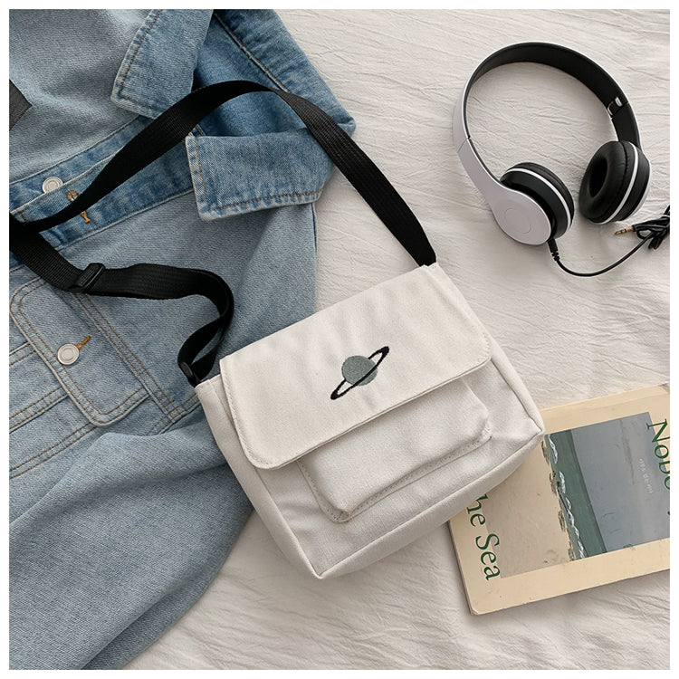 Casual Collage Student Messenger Bag Women Small Bag Canvas Shoulder Bag For Women Print Crossbody Bags Bolsas Sac - Tasawoq