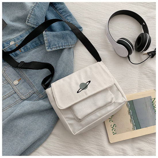 Casual Collage Student Messenger Bag Women Small Bag Canvas Shoulder Bag For Women Print Crossbody Bags Bolsas Sac - Tasawoq