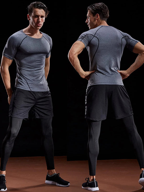 2024 Compression T Shirt Men Summer Sportswear Running T-shirt Elastic Quick Dry Sport Tops Tee Athletic Gym Workout Shirts Men - Tasawoq
