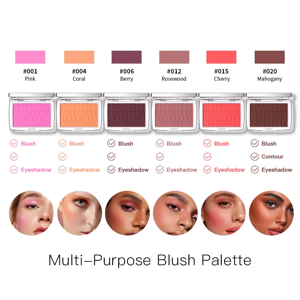 Blush Matte Natural Cheek Tint Brighten Face Waterproof Face Contouring Cosmetics Blush Powder Soft Female Makeup For Cheeks - Tasawoq
