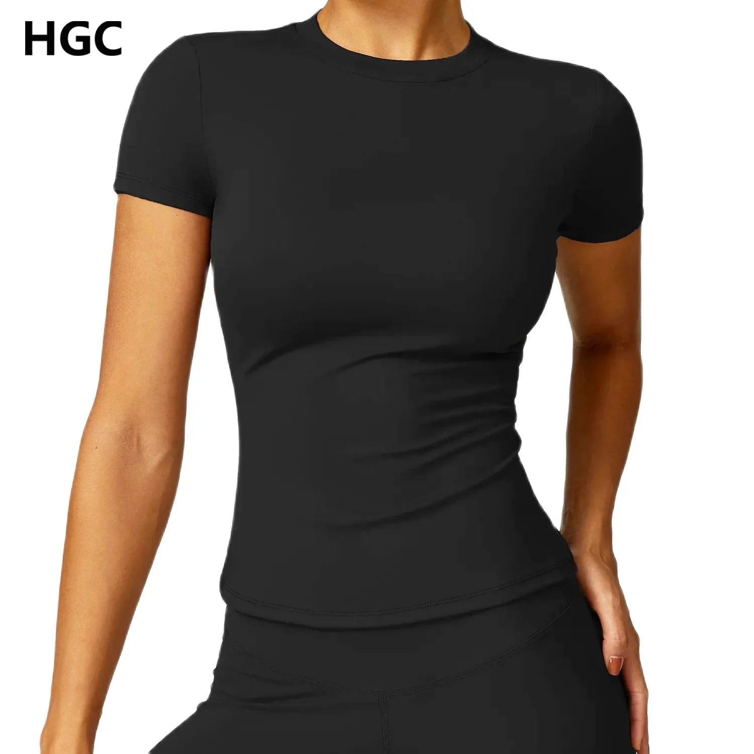 HGC Women's Sports T Shirt Summer Short Sleeve Running Round Neck Breathable Stretchy GYM Yoga Slim Fitness Active Top Tee - Tasawoq