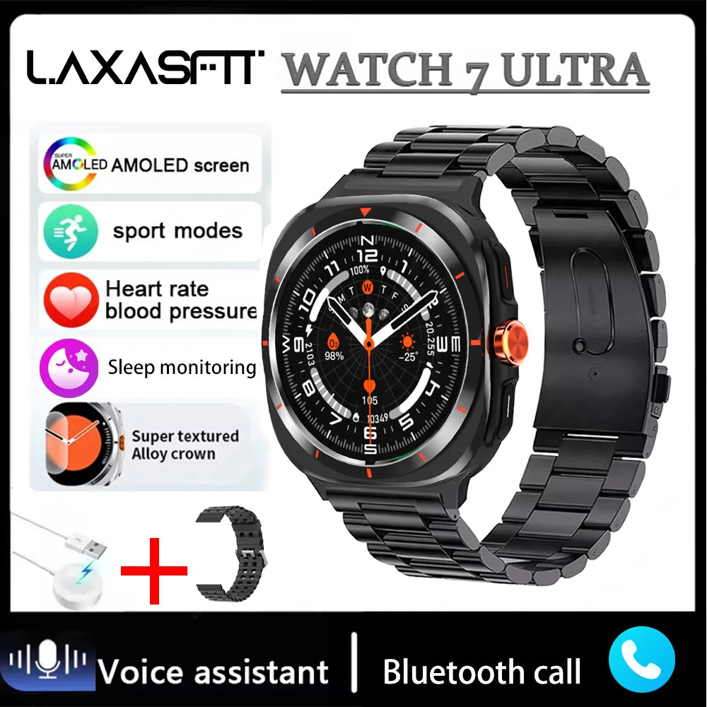 LAXASFIT Watch 7 Ultra Smartwatch Bluetooth Talk HD AMOLED Screen Fitness Tracker Health Monitoring Smartwatch for Android IOS - Tasawoq