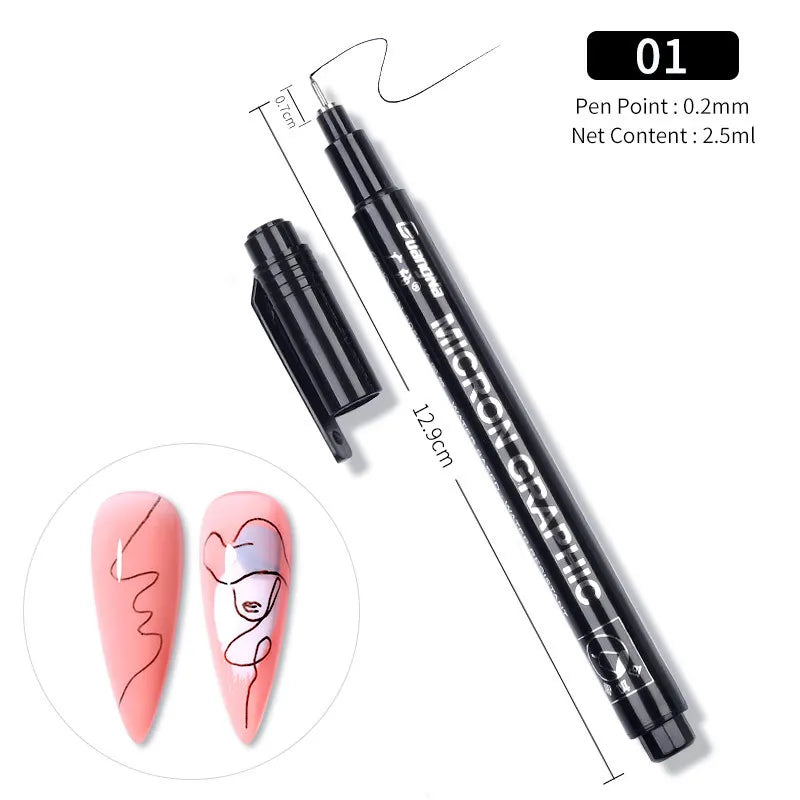 Nail Art Paintbrush With Ultra-fine Drawing Lines Edges Quick Drying Waterproof Acrylic Marker Pen Graffiti Pen - Tasawoq