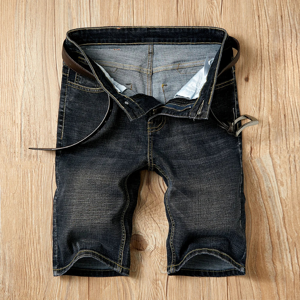 Summer Shorts Jeans Men Denim Pants Stretch Dark Blue Fashion Design Men's Jeans Slim Straight Male Short Jeans Hombre - Tasawoq