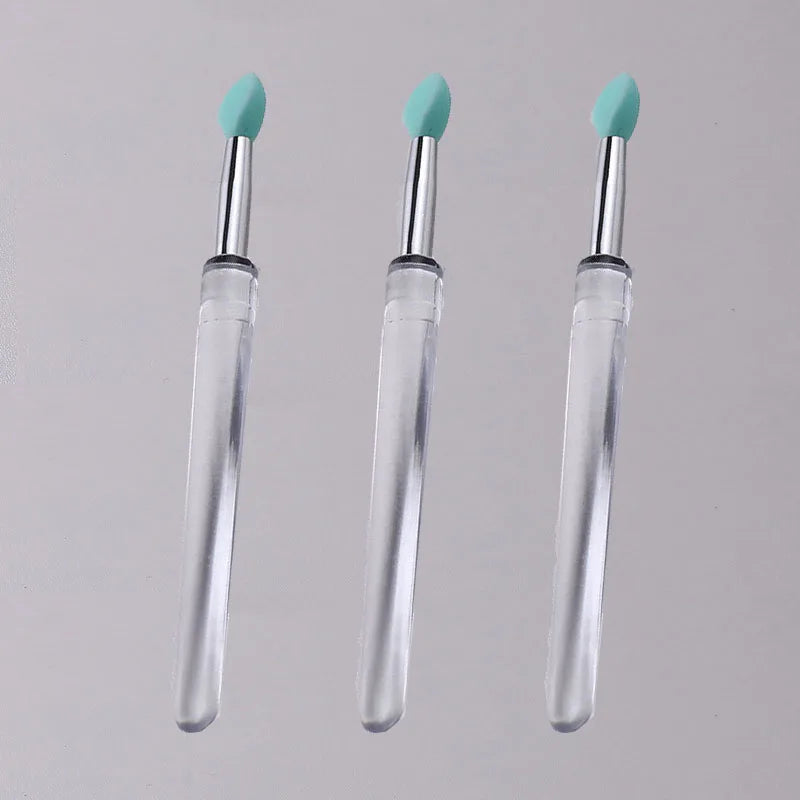 1/3/5pcs Flat Silicone Applicator Sticks Reusable Lip Brush With Cover For Dust Prevention Silicone Nail Powder Applying Tools - Tasawoq