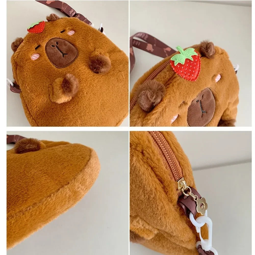 Large Capacity Capybara Plush Shoulder Bag Cartoon Capybara Handbag Unisex Capybara Handbag - Tasawoq