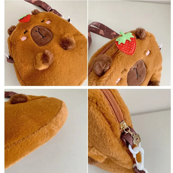 Large Capacity Capybara Plush Shoulder Bag Cartoon Capybara Handbag Unisex Capybara Handbag - Tasawoq