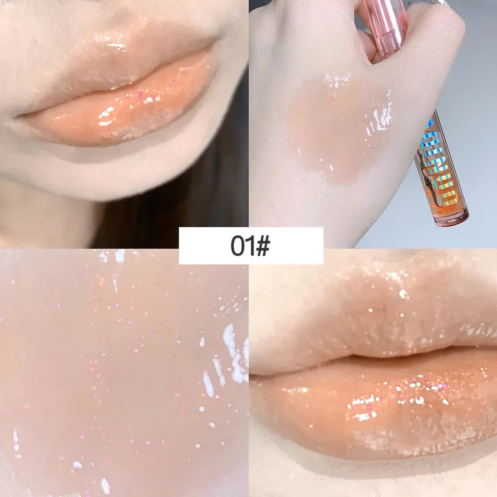 4 PCS Water-gloss Mirror Jelly Lip Gloss Moisturizes Lips Shimmers With Fine Pearls Brightens Lip Color - Tasawoq