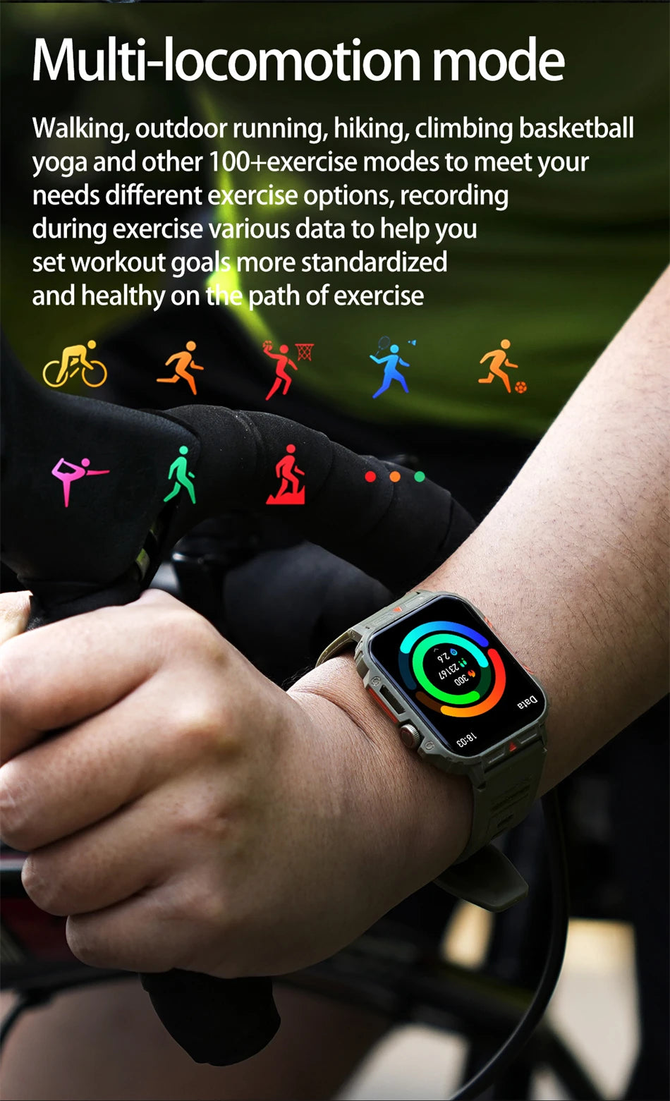 Military Outdoor GPS Sports Smart Watch Men 1.95 inch Heart Rate Blood Oxygen Bluetooth Call SmartWatches Men's For Android IOS - Tasawoq