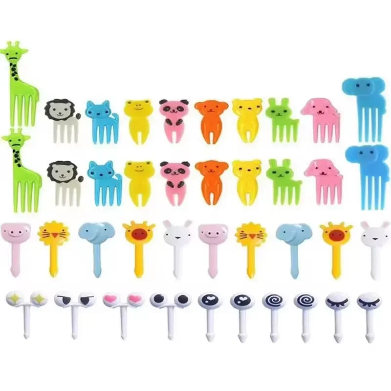 40 pcs Animal Fruit Food Picks, Bento Box Picks, Mini Cartoon Animal Food Toothpicks, Lunch Bento Forks Picks for Kids