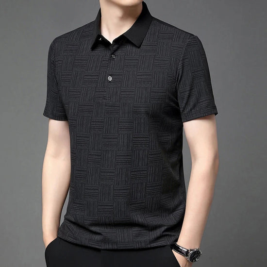 2024 Men's New Printed Business Casual Short sleeved POLO Shirt Fashion Short sleeved Comfortable and Breathable Top - Tasawoq