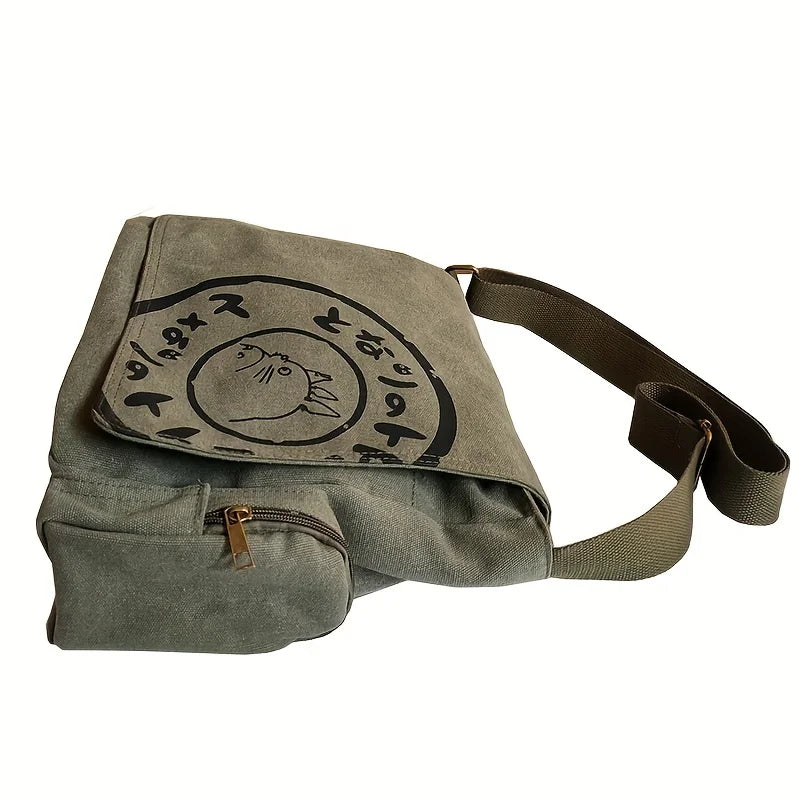 Vintage Cartoon Women Canvas Messenger Bag Large Capacity Tote Bag Women Shoulder Handbag - Tasawoq