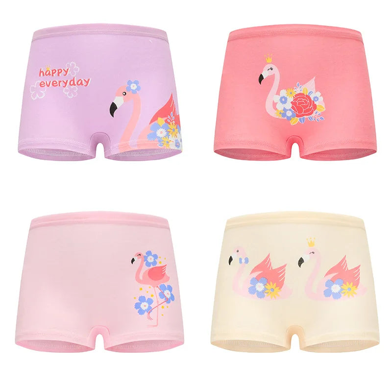4 Pieces/lot Design Children's Girls Panties Cotton Soft Pretty Cartoon Unicorn Child Underwear for Girls Kids Boxer Breathable - Tasawoq