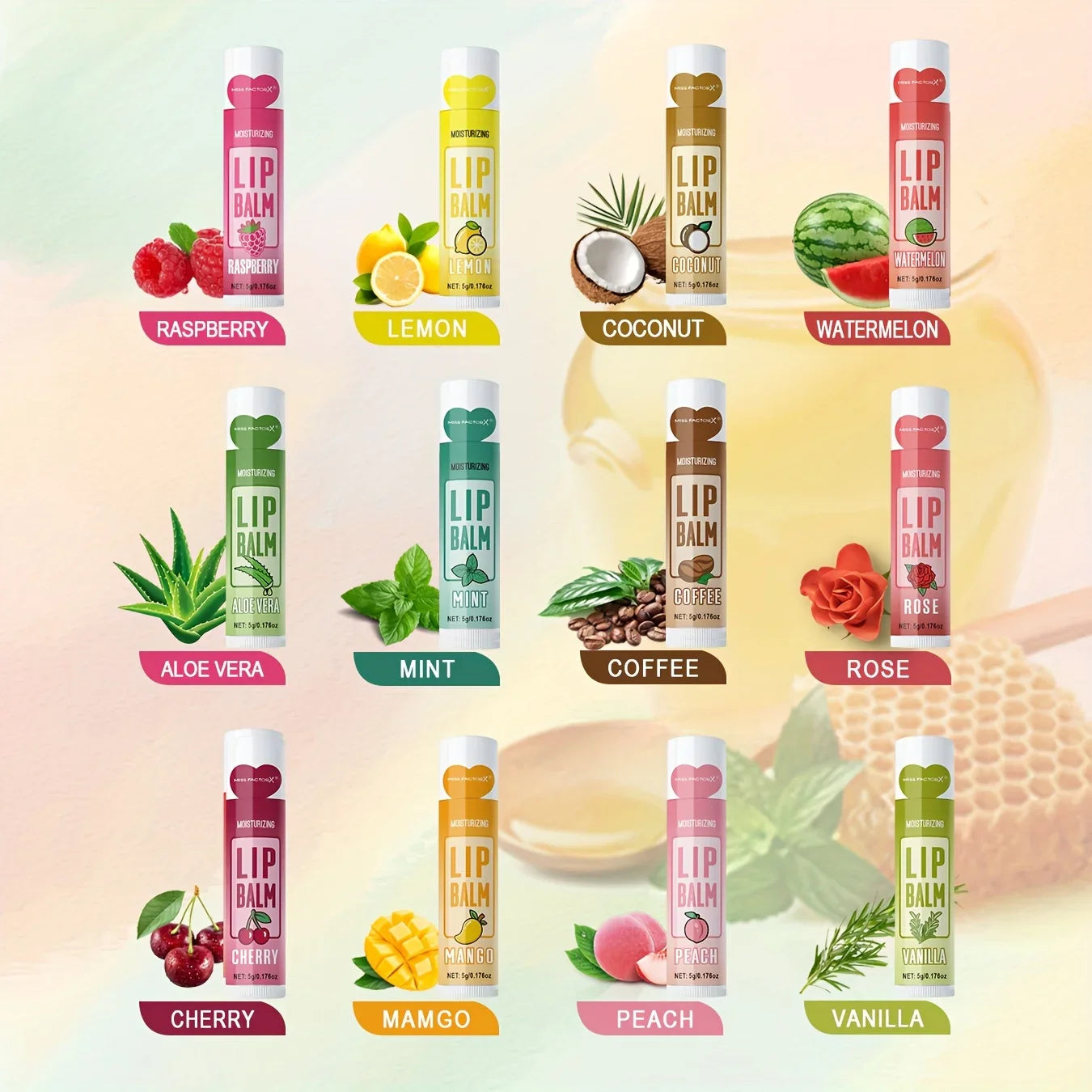 12 PCS/gift lip balm set 5g Deep Moisturizing and long-lasting moisturizing exfoliating to create hydrated lips - Tasawoq