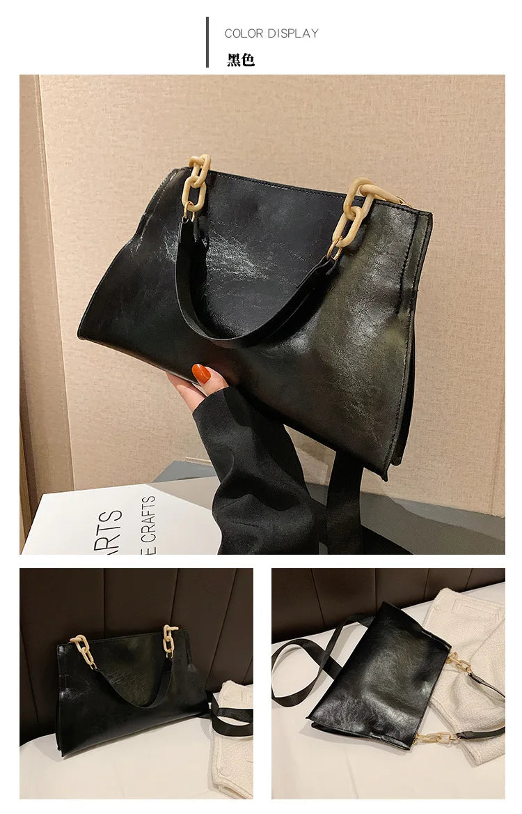 2024 New Design Handbags Women Shoulder Bag Soft Synthetic Leather Crossbody Large Capacity Fashion Female Underarm Bags - Tasawoq