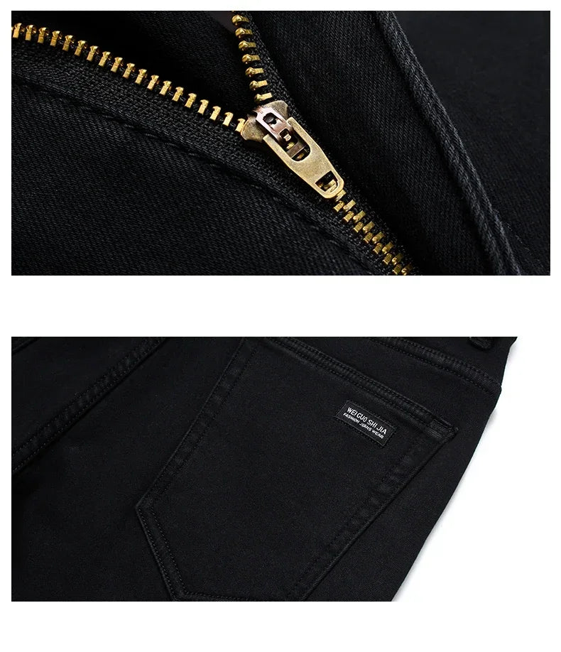 Men Classic Advanced Fashion Brand Jeans Jean Homme Man Soft Stretch Black Biker Masculino Denim Trousers Mens Pants Overalls - Tasawoq