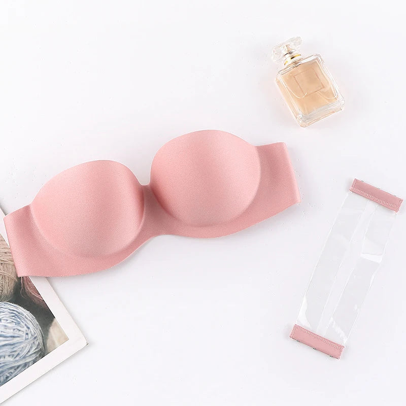 FINETOO Front Closure Sexy Push Up Bra Women Invisible Bras Underwear Lingerie For Female Brassiere Strapless Seamless Bralette - Tasawoq