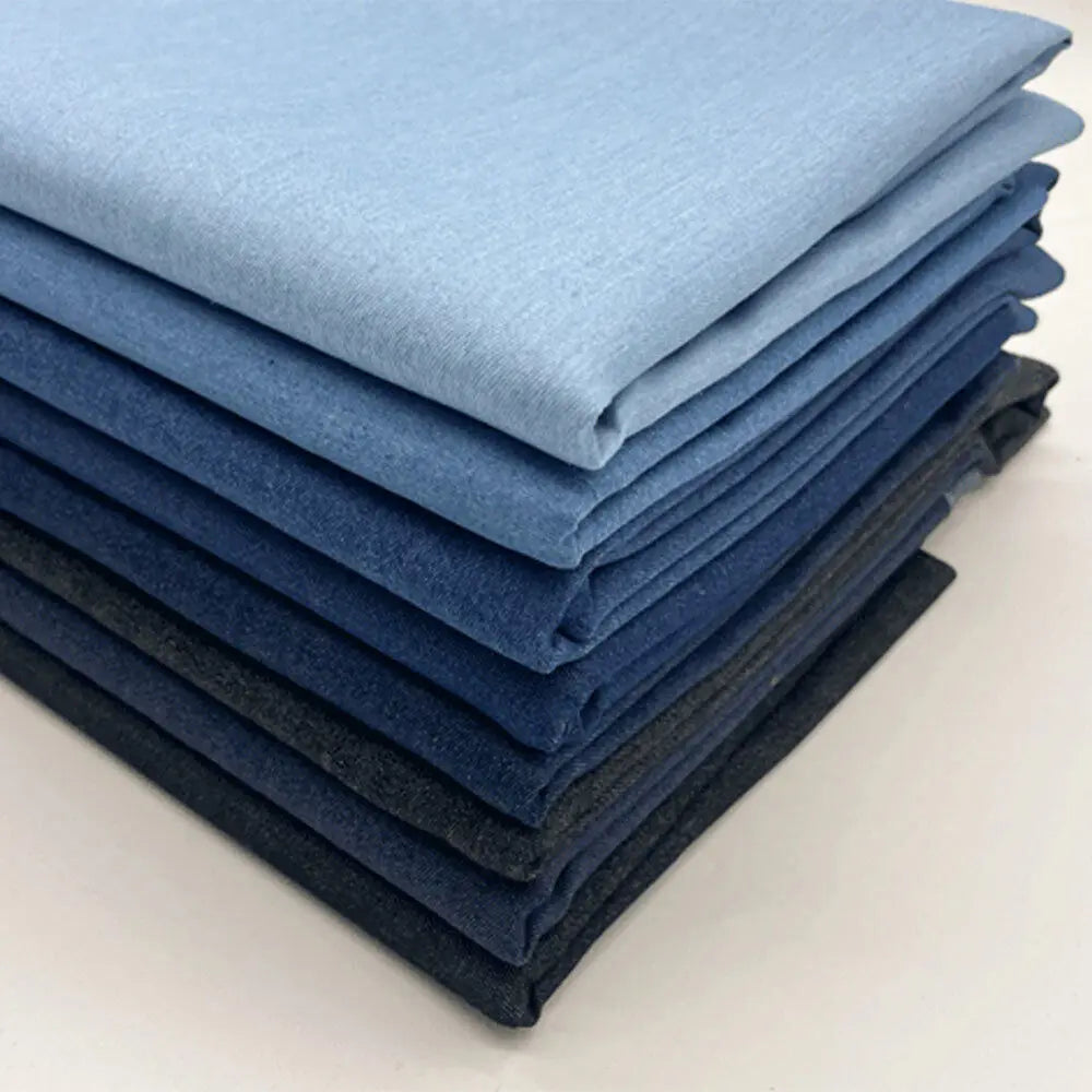 Vintage Cotton Blue Denim Fabric Light Thin Soft Cloth for DIY Dolls Clothing Jeans Dress Bag Cap Apron Crafts Manual Material - Tasawoq