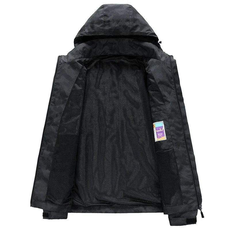 Hooded Hiking Jacket Men Outdoor Bomber Jackets Waterproof Windbreaker 2024 Spring Autumn Sports Casual Cargo Jackets Mens Coats - Tasawoq