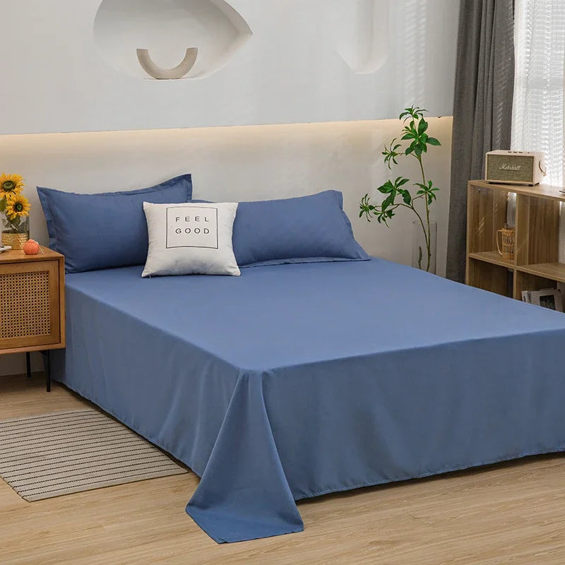 One Solid Color Simple Sheet Machine Washable Single Double Bed Linen Student Dormitory Sheet (pillowcase Not Included)