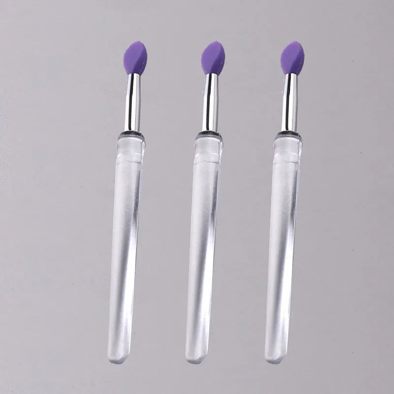 1/3/5pcs Flat Silicone Applicator Sticks Reusable Lip Brush With Cover For Dust Prevention Silicone Nail Powder Applying Tools - Tasawoq